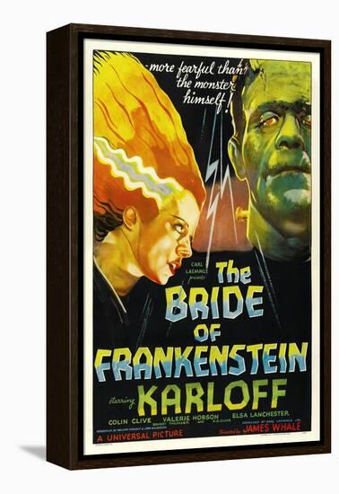 THE BRIDE OF FRANKENSTEIN, from left: Elsa Lanchester, Boris Karloff, 1935-null-Framed Stretched Canvas