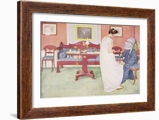 The Bridesmaid, Published in "Lasst Licht Hinin," ("Let in More Light") 1908-Carl Larsson-Framed Giclee Print