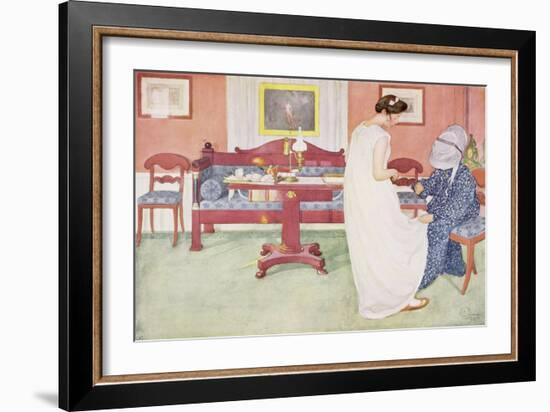 The Bridesmaid, Published in "Lasst Licht Hinin," ("Let in More Light") 1908-Carl Larsson-Framed Giclee Print