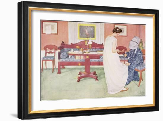 The Bridesmaid, Published in "Lasst Licht Hinin," ("Let in More Light") 1908-Carl Larsson-Framed Giclee Print