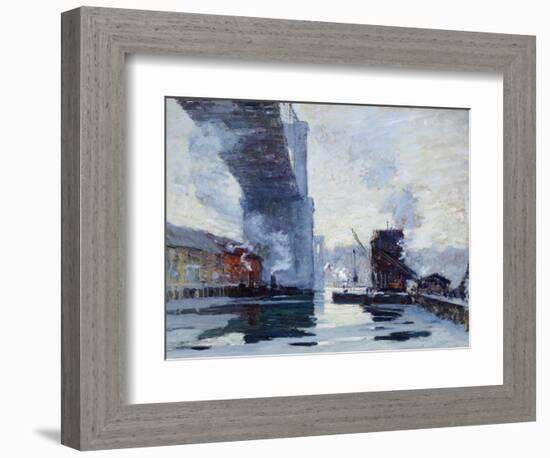 The Bridge, 1914 (Oil on Canvas)-Jonas Lie-Framed Giclee Print