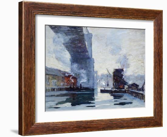 The Bridge, 1914 (Oil on Canvas)-Jonas Lie-Framed Giclee Print