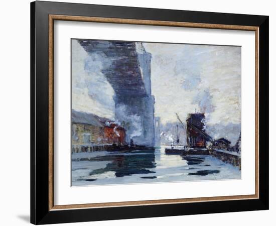 The Bridge, 1914 (Oil on Canvas)-Jonas Lie-Framed Giclee Print