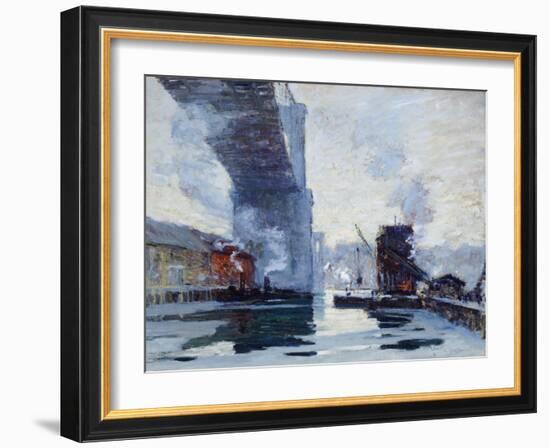 The Bridge, 1914 (Oil on Canvas)-Jonas Lie-Framed Giclee Print