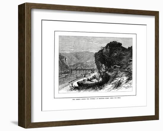 The Bridge across the Potomac at Harper's Ferry, West Virginia, USA, 1877-null-Framed Giclee Print