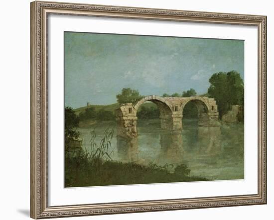 The Bridge at Ambrussum-Gustave Courbet-Framed Giclee Print