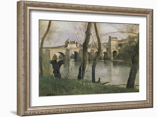 The Bridge at Mantes-Jean-Baptiste-Camille Corot-Framed Giclee Print