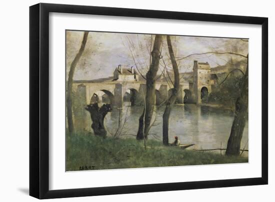 The Bridge at Mantes-Jean-Baptiste-Camille Corot-Framed Giclee Print