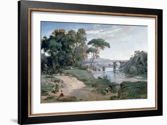 The Bridge at Narni, 1827-Jean-Baptiste-Camille Corot-Framed Giclee Print