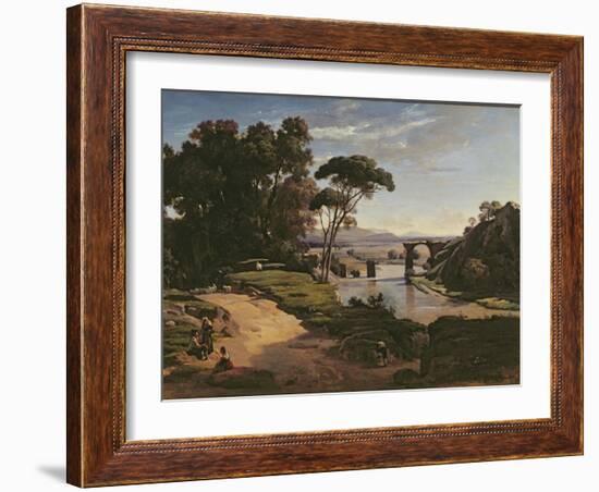 The Bridge at Narni, c.1826-27-Jean-Baptiste-Camille Corot-Framed Giclee Print