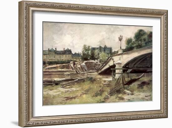 The Bridge at the Aisne, France, 1915-Francois Flameng-Framed Giclee Print