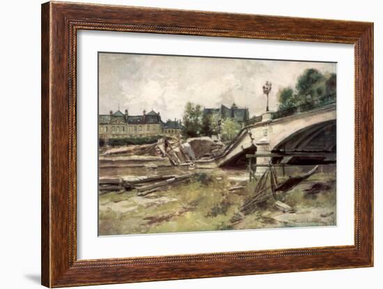 The Bridge at the Aisne, France, 1915-Francois Flameng-Framed Giclee Print