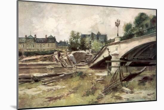 The Bridge at the Aisne, France, 1915-Francois Flameng-Mounted Giclee Print