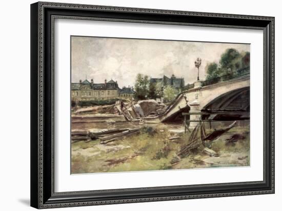 The Bridge at the Aisne, France, 1915-Francois Flameng-Framed Giclee Print