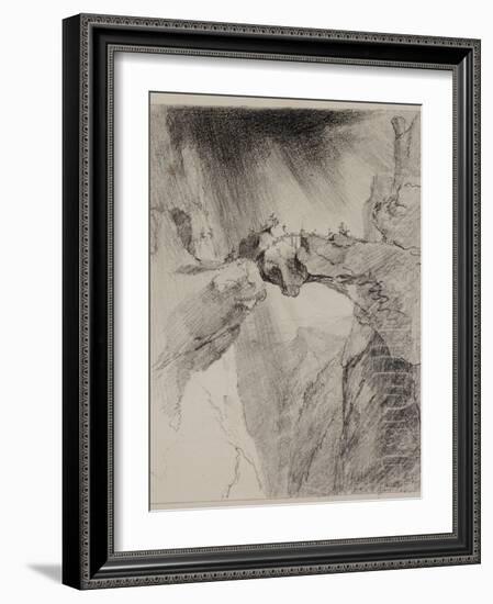 The Bridge of Fear, 1827 (Graphite Pencil & Black Crayon on Off-White Wove Paper)-Thomas Cole-Framed Giclee Print