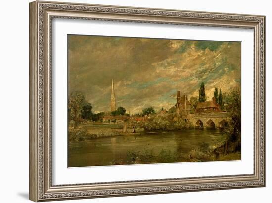 The Bridge of Harnham and Salisbury Cathedral, c.1820-John Constable-Framed Giclee Print