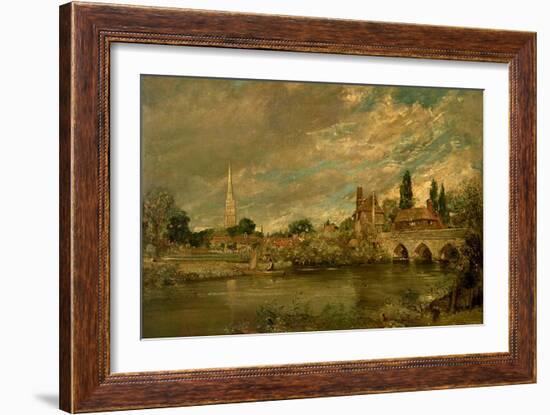 The Bridge of Harnham and Salisbury Cathedral, c.1820-John Constable-Framed Giclee Print