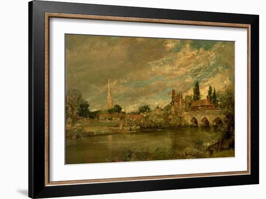 The Bridge of Harnham and Salisbury Cathedral, c.1820-John Constable-Framed Giclee Print