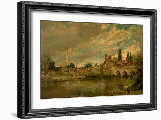 The Bridge of Harnham and Salisbury Cathedral, c.1820-John Constable-Framed Giclee Print