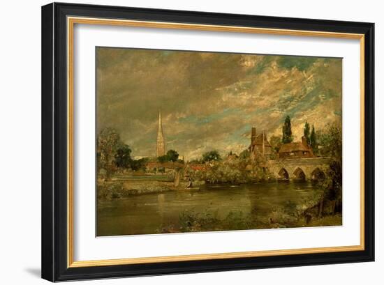 The Bridge of Harnham and Salisbury Cathedral, c.1820-John Constable-Framed Giclee Print