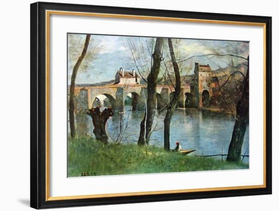 The Bridge of Mantes-Jean-Baptiste-Camille Corot-Framed Collectable Print