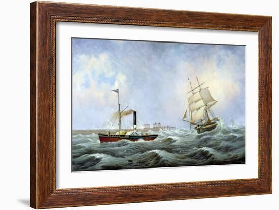 The Brig 'Brotherly Love' and Tug 'William', 1875-John Scott-Framed Giclee Print