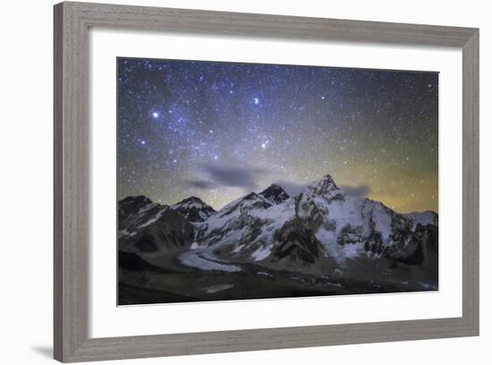 The Bright Stars of Auriga and Taurus Rise Above Mt. Everest and the Central Himalayas-Stocktrek Images-Framed Photographic Print