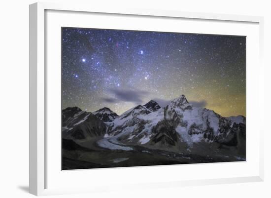 The Bright Stars of Auriga and Taurus Rise Above Mt. Everest and the Central Himalayas-Stocktrek Images-Framed Photographic Print