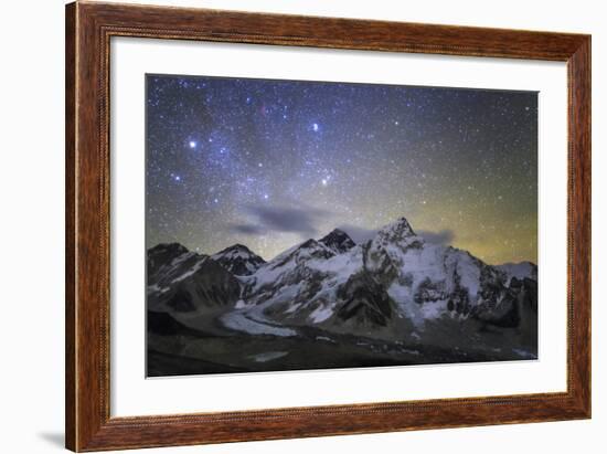 The Bright Stars of Auriga and Taurus Rise Above Mt. Everest and the Central Himalayas-Stocktrek Images-Framed Photographic Print