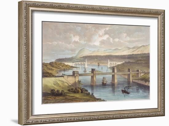 The Britannia Tubular Bridge, Menai Strait, Wales, C1850-null-Framed Giclee Print