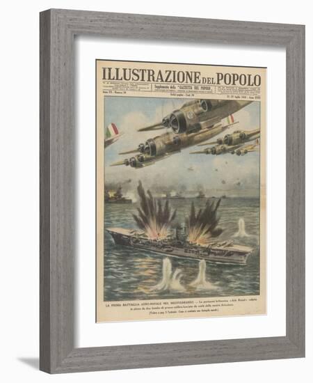 The British Aircraft-Carrier "Ark Royal" is Attacked by Waves of Italian Warplanes-null-Framed Photographic Print