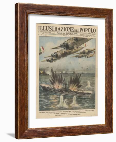 The British Aircraft-Carrier "Ark Royal" is Attacked by Waves of Italian Warplanes-null-Framed Photographic Print