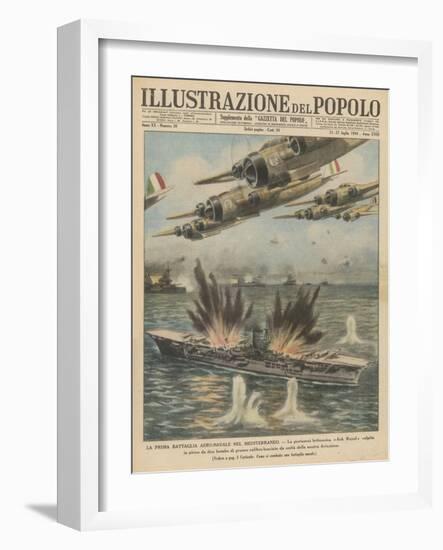 The British Aircraft-Carrier "Ark Royal" is Attacked by Waves of Italian Warplanes-null-Framed Photographic Print