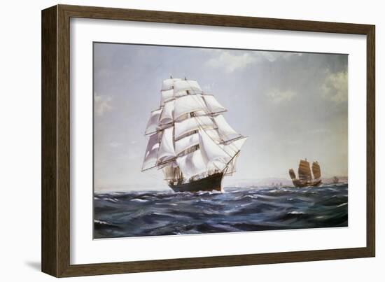 The British Clipper Cutty Sark Sailing Off Coast of China-null-Framed Giclee Print