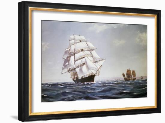 The British Clipper Cutty Sark Sailing Off Coast of China-null-Framed Giclee Print