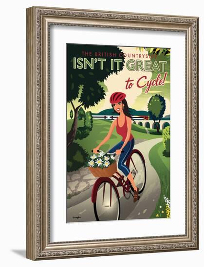 The British Countryside, Isn't It Great to Cycle!-Michael Crampton-Framed Art Print