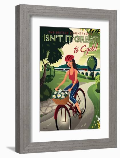 The British Countryside, Isn't It Great to Cycle!-Michael Crampton-Framed Art Print