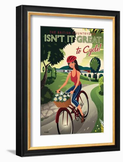 The British Countryside, Isn't It Great to Cycle!-Michael Crampton-Framed Art Print