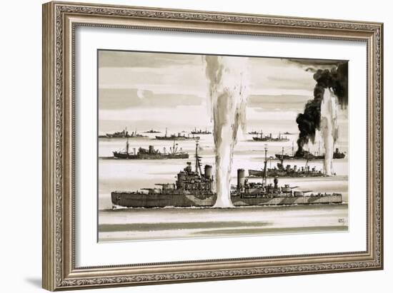 The British Fleet Sailing to Malta During the Second World War-John S. Smith-Framed Giclee Print