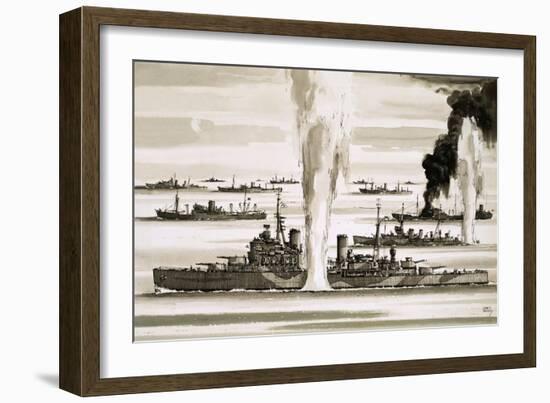 The British Fleet Sailing to Malta During the Second World War-John S. Smith-Framed Giclee Print