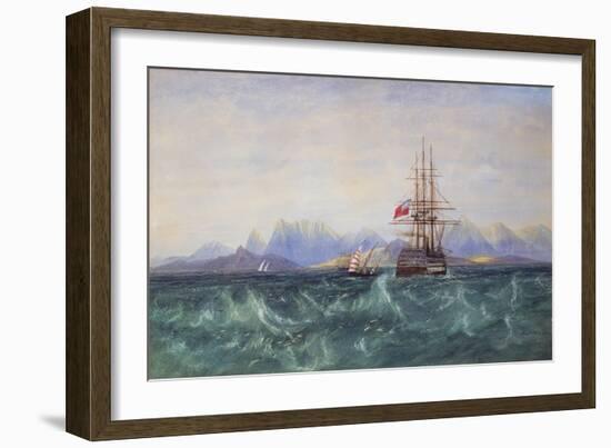The British Fleet Surrounded by Flying Fish off Ceylon (W/C on Paper)-Andrew Nicholl-Framed Giclee Print