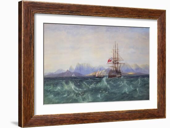 The British Fleet Surrounded by Flying Fish off Ceylon (W/C on Paper)-Andrew Nicholl-Framed Giclee Print