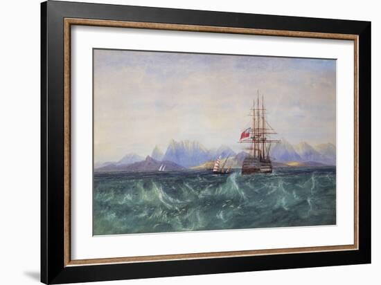 The British Fleet Surrounded by Flying Fish off Ceylon (W/C on Paper)-Andrew Nicholl-Framed Giclee Print