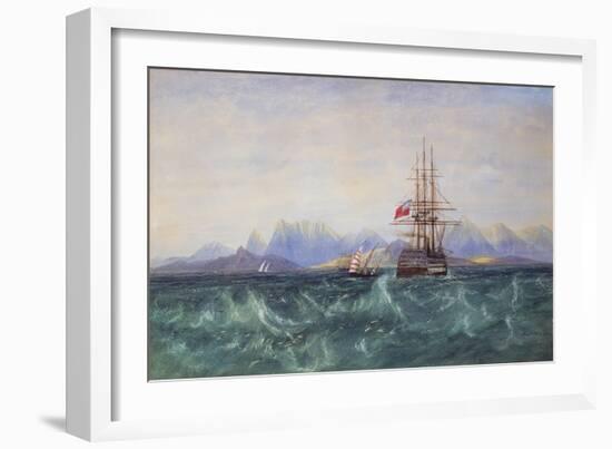 The British Fleet Surrounded by Flying Fish off Ceylon (W/C on Paper)-Andrew Nicholl-Framed Giclee Print