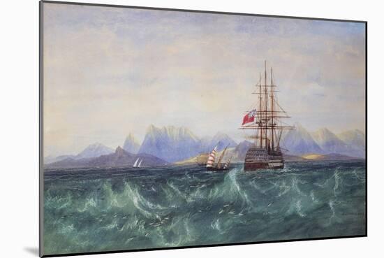 The British Fleet Surrounded by Flying Fish off Ceylon (W/C on Paper)-Andrew Nicholl-Mounted Giclee Print