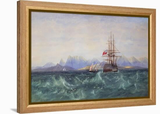 The British Fleet Surrounded by Flying Fish off Ceylon (W/C on Paper)-Andrew Nicholl-Framed Premier Image Canvas