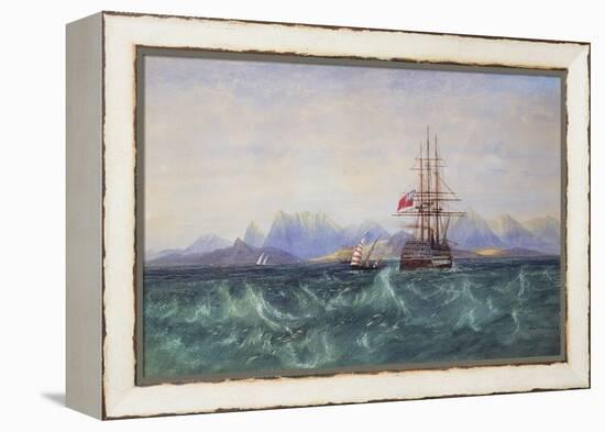 The British Fleet Surrounded by Flying Fish off Ceylon (W/C on Paper)-Andrew Nicholl-Framed Premier Image Canvas