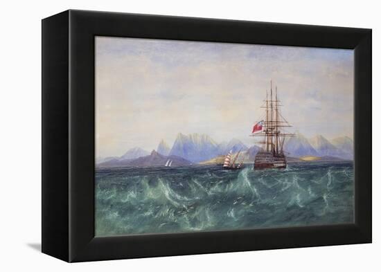 The British Fleet Surrounded by Flying Fish off Ceylon (W/C on Paper)-Andrew Nicholl-Framed Premier Image Canvas