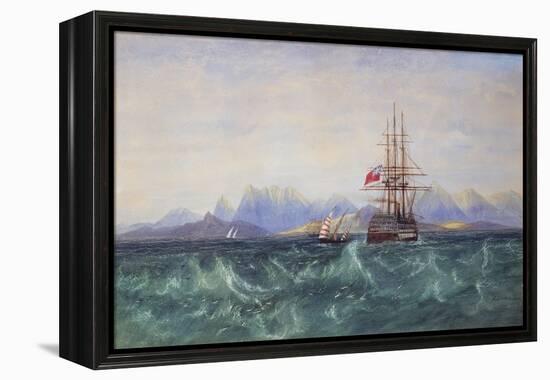 The British Fleet Surrounded by Flying Fish off Ceylon (W/C on Paper)-Andrew Nicholl-Framed Premier Image Canvas