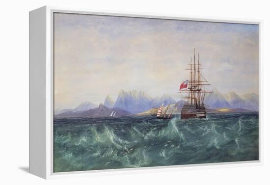 The British Fleet Surrounded by Flying Fish off Ceylon (W/C on Paper)-Andrew Nicholl-Framed Premier Image Canvas